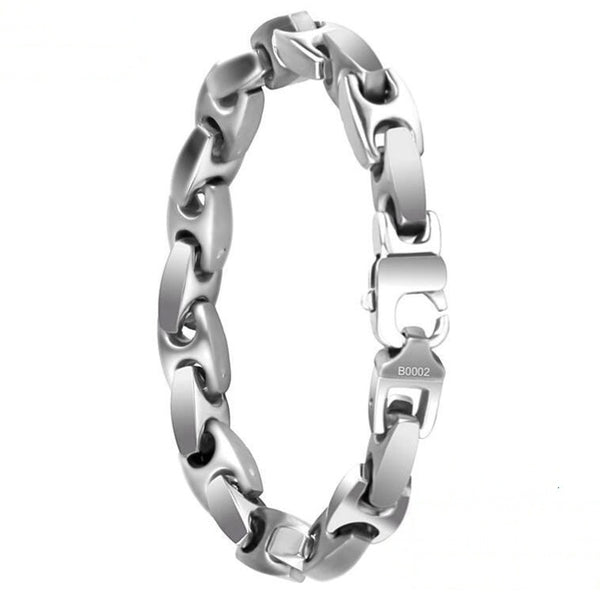 The Black Bow Men's 10mm Stainless Steel Anchor Link Chain Bracelet, 8.25 Inch