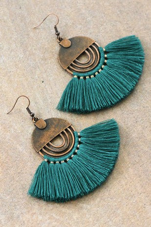 Teal tassel earring *