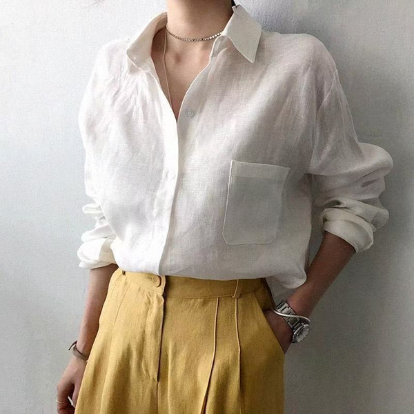 Women's Long Cotton Top White Cotton Top VV