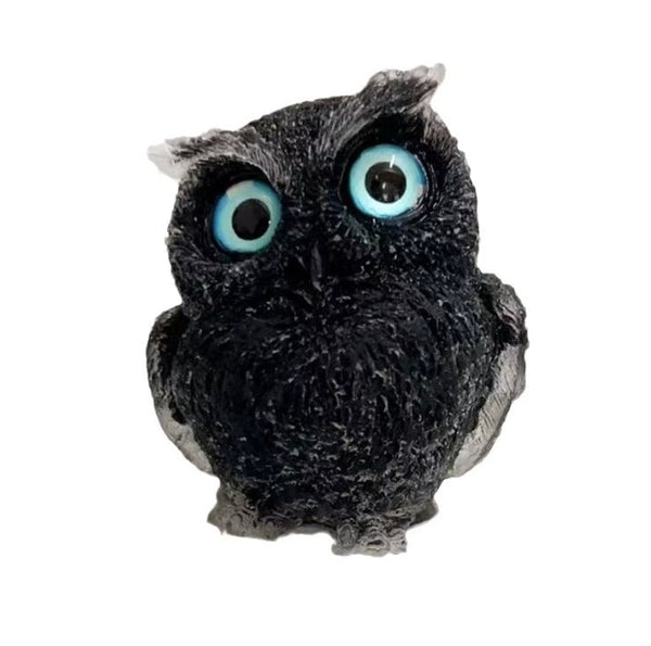 Handcrafted Resin Owl Sculpture with Crystal Details - Boho Home Decor, Desk Ornament, Unique Gift Idea