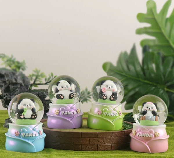 Panda Light Up Crystal Ball Night Light, LED Color Changing Kids Room Decoration, Mini Birthday Gift Figurine with Touch Sensor (Multi-Color)