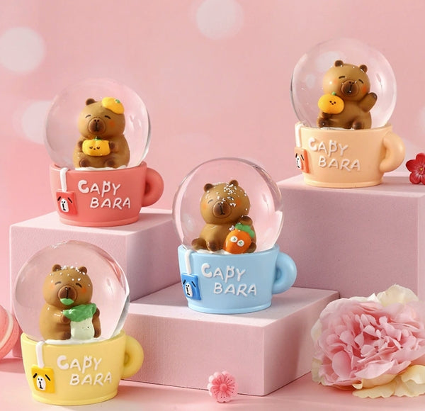 Teacup Bear Glowing Crystal Ball Night Light, LED Color Changing Kids Room Decor, Mini Birthday Gift Figurine with Touch Sensor (Multi-Color)