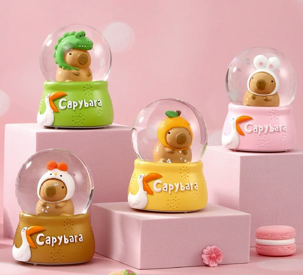 Capybara Glowing Crystal Ball Night Light, LED Color Changing Kids Room Decor, Mini Birthday Gift Figurine with Touch Sensor (Multi-Color)