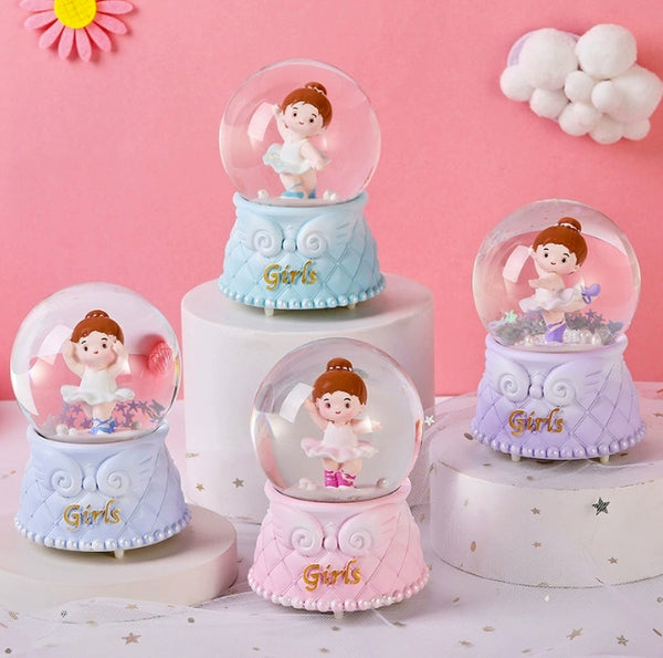 Cute Princess Glowing Crystal Ball Night Light, LED Color Changing Kids Room Decoration, Mini Birthday Gift Figurine with Touch Sensor (Multi-Color)