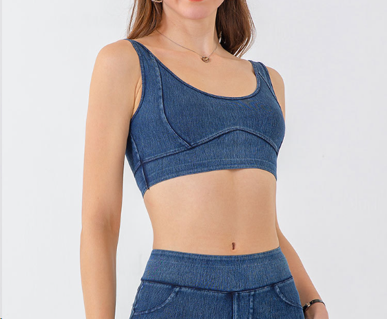 Denim Yoga Sports Bra Tight Elastic