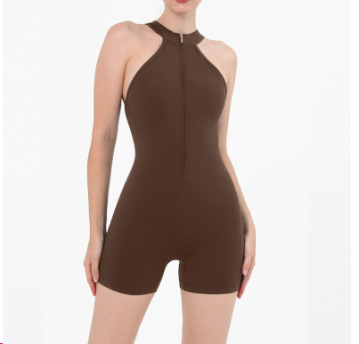 Front V Neck Sports Sleeveless Jumpsuit Fitness Jumpsuit