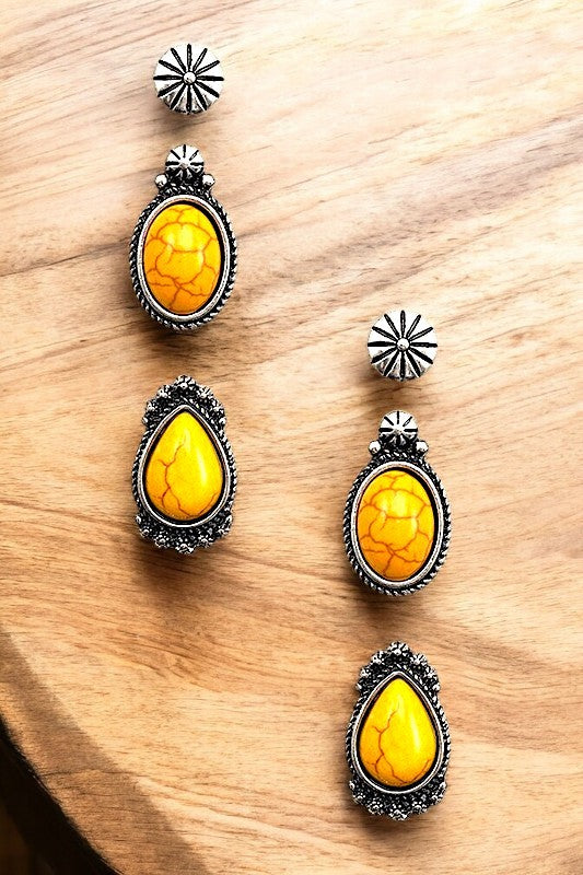 Framed western earring trio