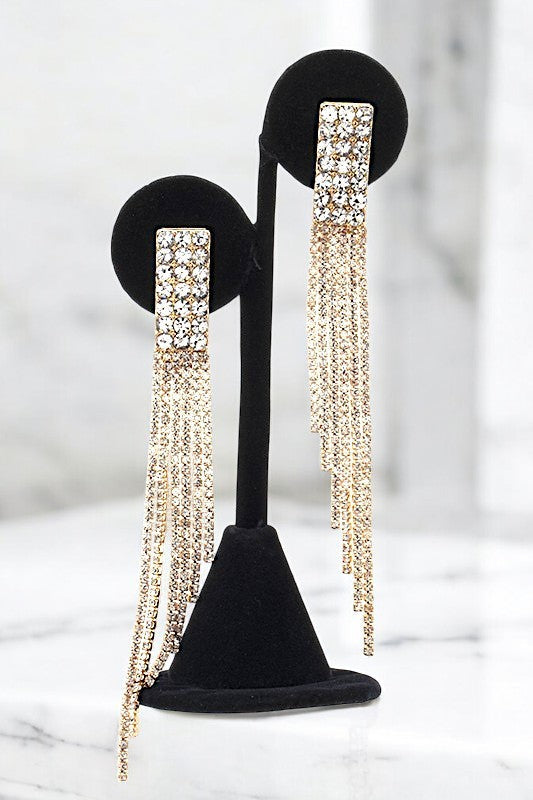 Dazzling Silver Rhinestone Strand Earrings *