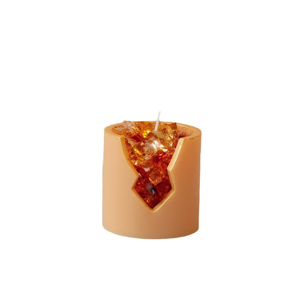 18K Gold Citrine Crystal Candle – Prosperity & Success