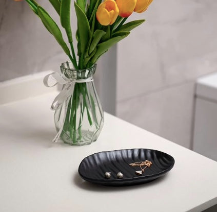 Black Ring Dish Key Dish Small Trinket Dish Jewelry Bowl Bathroom Decorative Dish Key Organizer Tray for entryway Valentines Mothers Gift