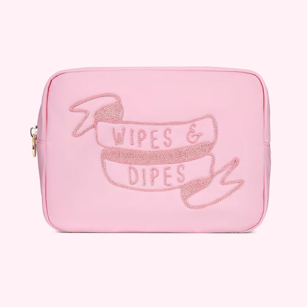 Hand Embroidered Wipes & Dipes Large Pouch