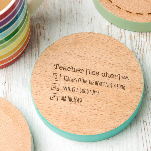 Personalised Coloured Edge 'Thank You' Teacher Coaster