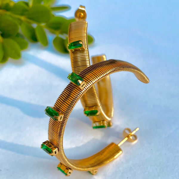 Dazzling Crescent  Hoop Earrings