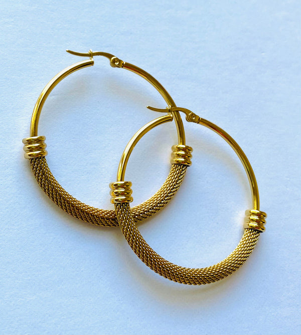 Half Mesh Hoop Earrings