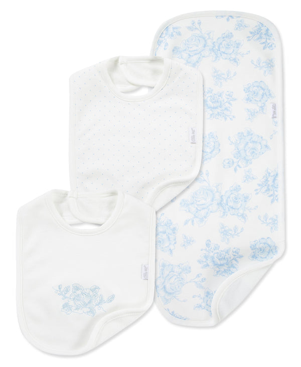 Blue Roses Bib & Burp Set