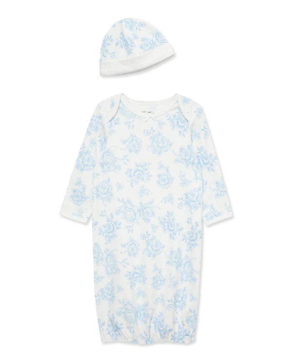 Blue Roses Sleeper Gown and Hat
