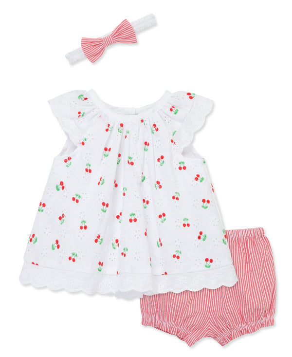 Cherry Eyelet Woven Short Set & Headband