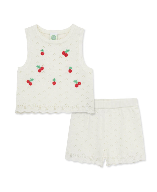 Cherry Pointelle Short Set