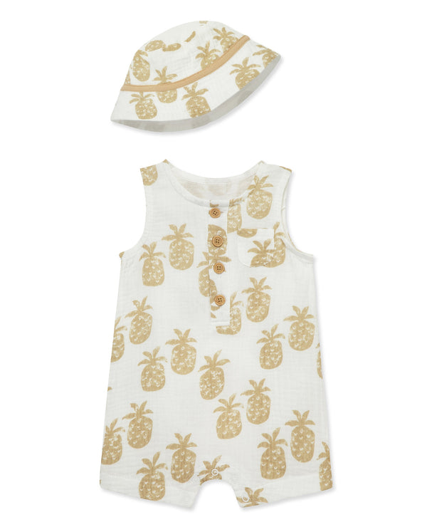 Pineapple Gauze Romper & Hat Set