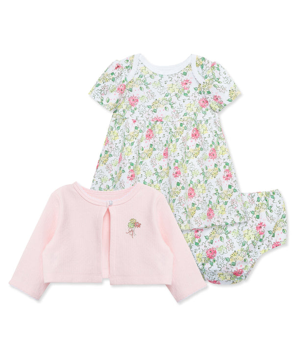 Bouquet Dress & Cardigan Set
