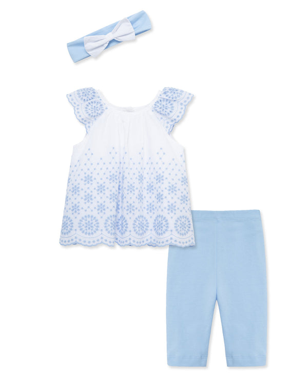 Blue Eyelet Woven Tunic Set (3M-12M)