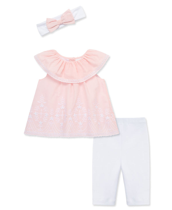Pink Eyelet Woven Tunic Set (12M-24M)