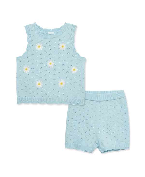 Daisy Pointelle Knit Short Set (12M-24M)