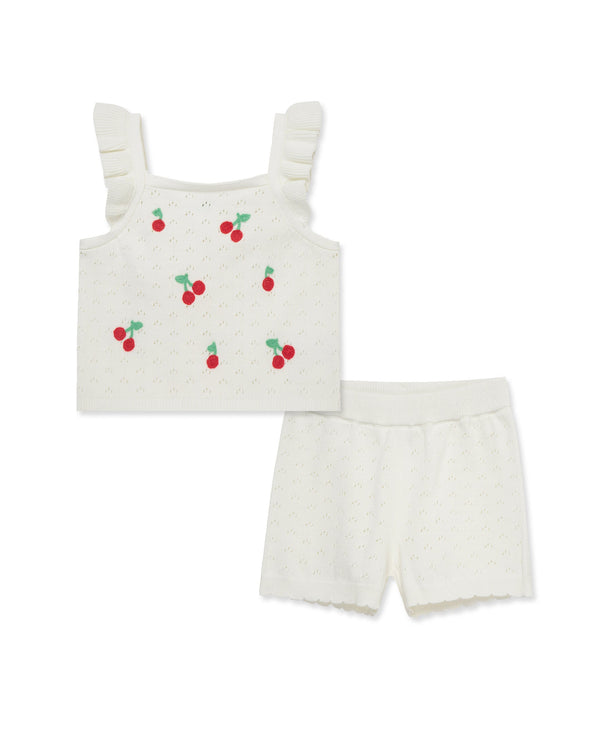 Cherry Pointelle Knit Short Set (12M-24M)