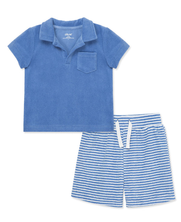 Blue Terry Short Set (12M-24M)