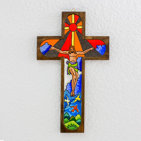 Splendor Of Jesus Hand Painted Wooden Crucifix