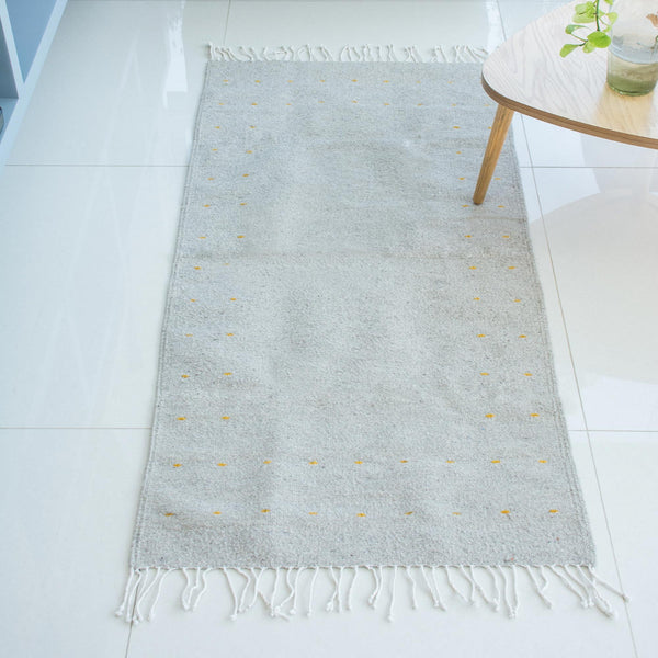 Welcome Home Grey Wool Rectangular Area Rug from Mexico (2.5x5)