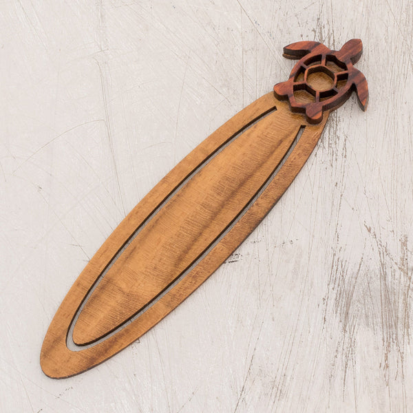 Sophisticated Sea Turtle Sea Turtle-Themed Teak Wood Bookmark from Costa Rica