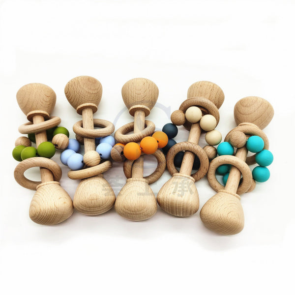 wooden rattle baby teeth toy
