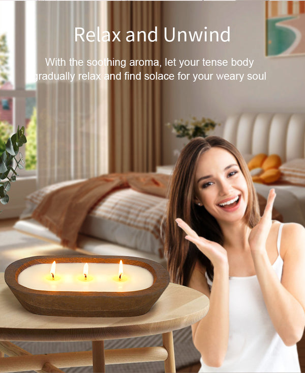 Wood Dough Bowl Candles | 100% Natural Soy Wax & Essential Oil Infused