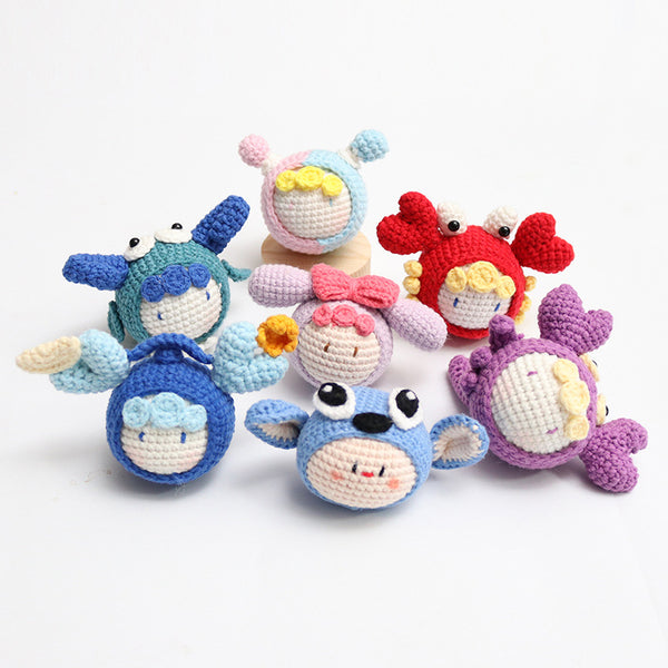 Crochet Zodiac Keychain – Cute Star Sign Plush Doll Accessory