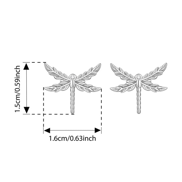 925 Sterling Silver Dragonfly Stud Earrings Retro Inset Cross Feather Wings CZ Earrings For Women Girl Cute Daily Jewelry