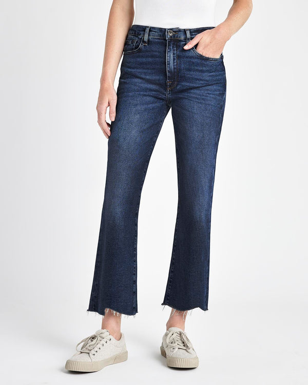 High Waist Raw Hem Stretch Jean