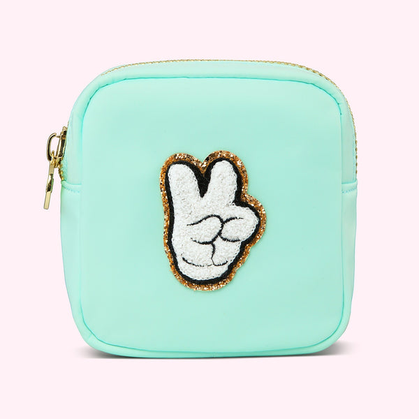 Mini Cotton Candy Pouch with Disney Mickey Mouse Peace Sign Glitter Patch