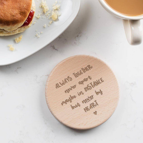 Engraved Wooden Coaster For Long Distance Friend