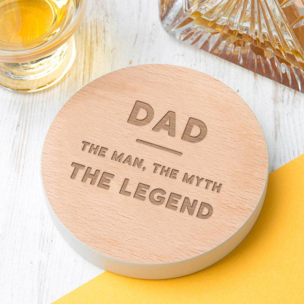 Dad 'The Legend' Coloured Edge Coaster Birthday Gift