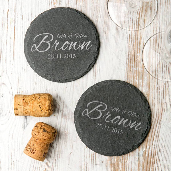 Personalised 'Wedding' Slate Coasters