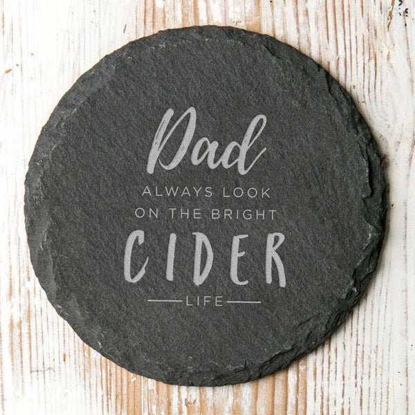 Personalised Coaster 'Bright Cider Life' Natural Slate