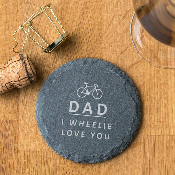 Personalised Cycling Pun Natural Slate Coaster