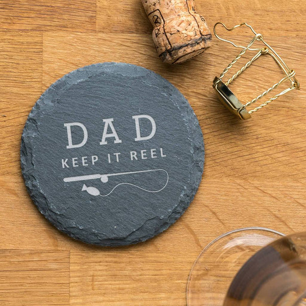 Personalised Funny Fishing Pun Slate Coaster