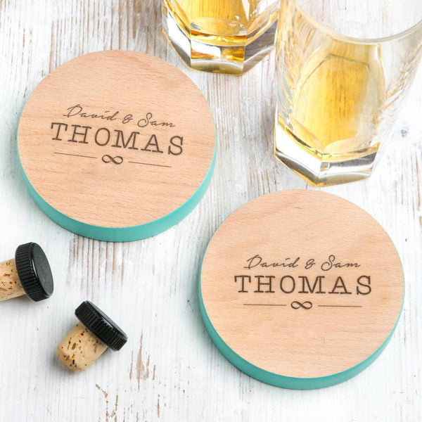 Personalised Images Wedding Coloured Coaster Set