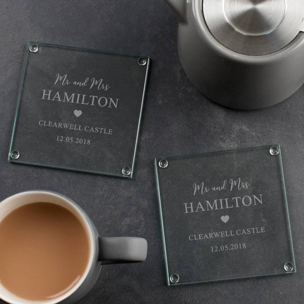 Personalised Wedding Glass Coaster Set