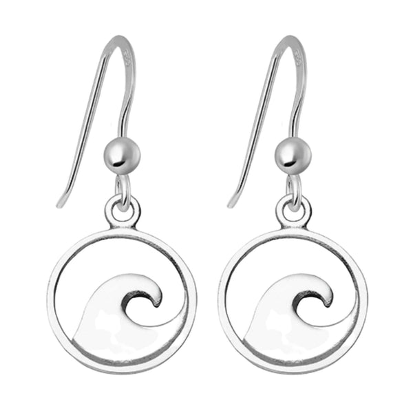 Dangling Ocean Wave Earrings In Sterling Silver