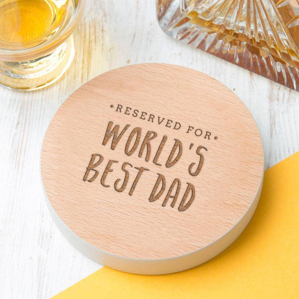 'Worlds Best Dad' Coloured Edge Coaster